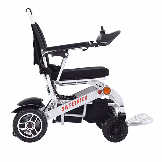 Nuevo Silla de ruedas plegable de aluminio con marco resistente, sistema de freno electromagnético, patinete para personas discapacitadas