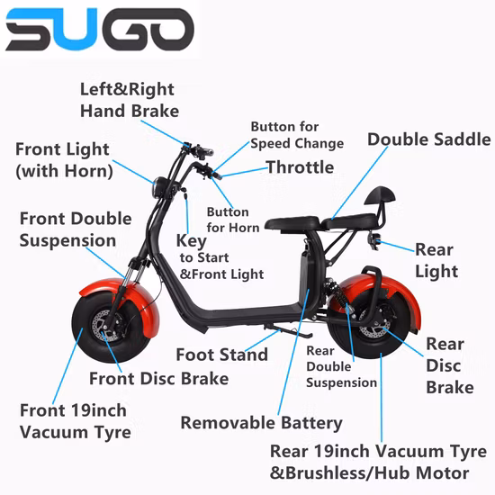 La más nueva motocicleta eléctrica Citycoco, Scooter eléctrico para adultos, motocicleta eléctrica de 2000W